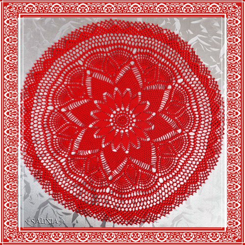 Napperon dentelle au crochet coloris rouge 56 cm