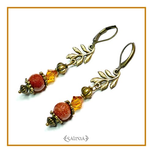 Boucles d'oreilles cristal et perles goldstone dormeuses ou crochets au choix (#bo135)