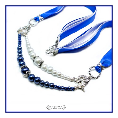 Collier "théa" perles nacrées ruban satin et organza (#c47 p48)