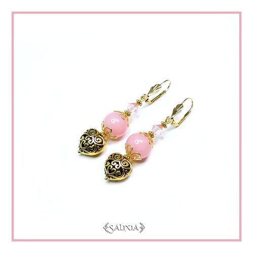 Boucles d'oreilles "lisa" cristal perles de jade dormeuses ou crochets au choix (#bo150 p49)