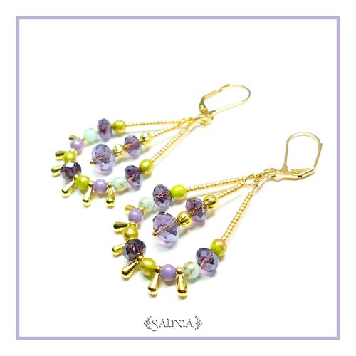 Boucles d'oreilles milena dormeuses ou crochets acier inoxydable doré (#bo151 p50)
