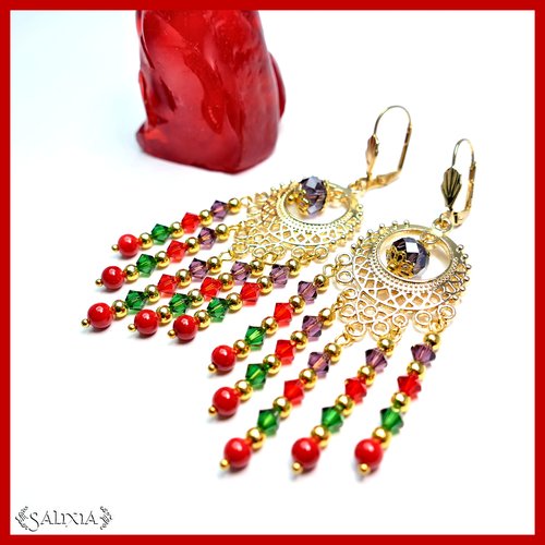 Boucles d'oreilles "dana" cristal perles de jade dormeuses ou crochets en acier inoxydable doré (#bo159 p53)