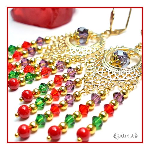 Boucles d'oreilles "dana" cristal perles de jade dormeuses ou crochets en acier inoxydable doré (#bo159 p53)