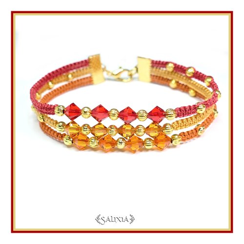 Bracelet lenora soleil cristal tissage macramé mousqueton acier inoxydable doré (#bc36 p56)