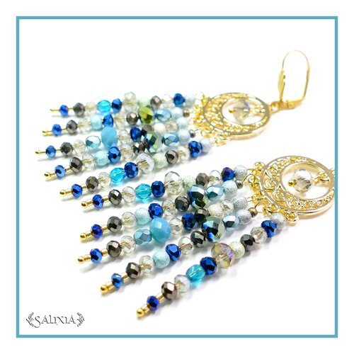 Boucles d'oreilles bohéme-chic dormeuses ou crochets en acier inoxydable doré au choix (#bo179)