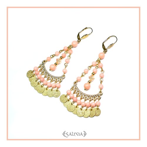 Boucles d'oreilles "lola" cristal perles de jade dormeuses ou crochets en acier inoxydable doré au choix (#bo188 p58)