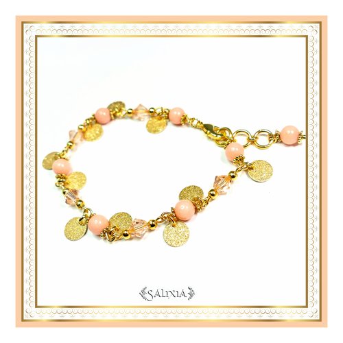 Bracelet "lola" cristal et perles de jade mousqueton acier inoxydable doré (#bc38 p58)