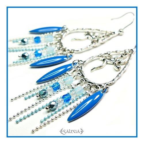 Boucles d'oreilles "la petite fée bleue" crochets en acier inoxydable  (#bo191)