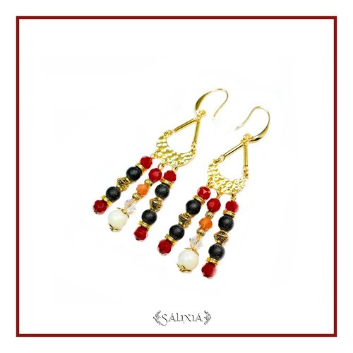 Boucles d'oreilles "sabrina" cristal perles sea glass crochets au choix (#bo195 p60)