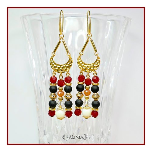 Boucles d'oreilles "sabrina" cristal perles sea glass crochets au choix (#bo195 p60)