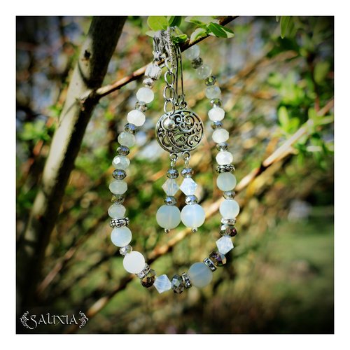 Bracelet "bianca" cristal white opale mousqueton acier inoxydable (#bc44 p63)