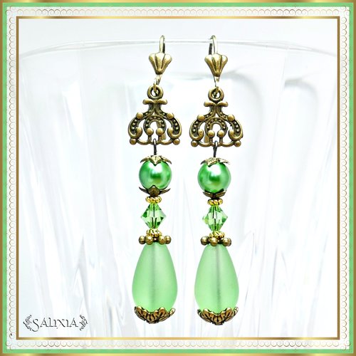 Boucles d'oreilles collection "les petites vintages" esprit péridot (#bo208)