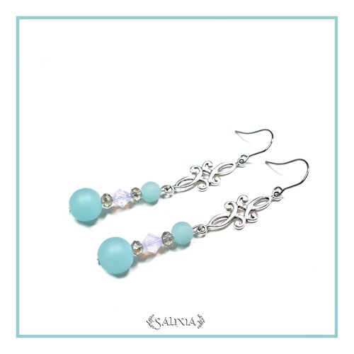 Collection "les petites celtiques " bleu opaline, crochets en acier inoxydable (#bo211)