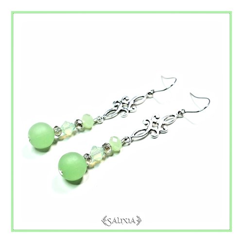 Collection "les petites celtiques " vert opaline, crochets en acier inoxydable (#bo212)