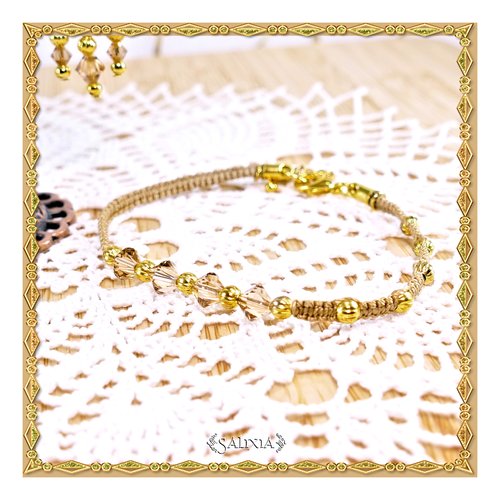 Bracelet tamara cristal topaze mousqueton en acier inoxydable doré (#bc48 p67)