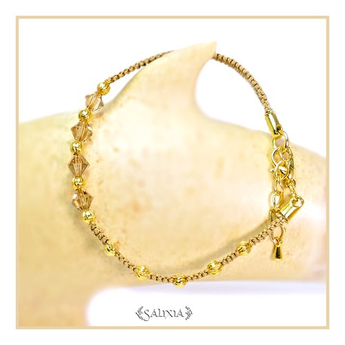 Bracelet tamara cristal topaze mousqueton en acier inoxydable doré (#bc48 p67)