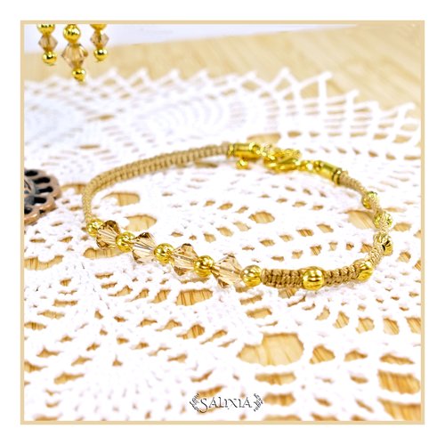 Bracelet tamara cristal topaze mousqueton en acier inoxydable doré (#bc48 p67)