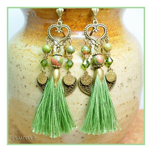Boucles d'oreilles jenna version unakite dormeuses au choix (#bo223 p69)