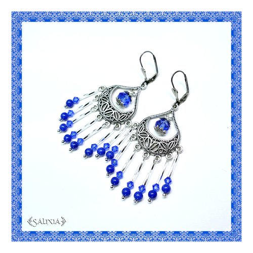 Boucles d'oreilles bohème-chic "issara" jade et cristal dormeuses ou crochets acier inoxydable au choix (#bo239)