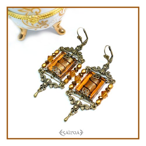 Boucles d'oreilles victorienne perles artisanales dormeuses ou crochets au choix (#bo245)