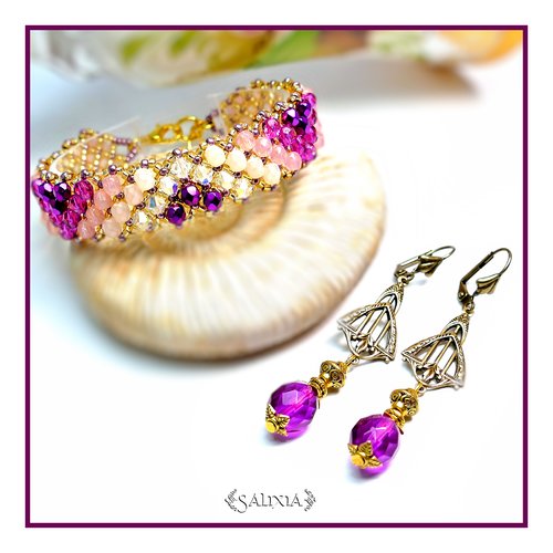 Pièce rare - boucles d'oreilles alyssa orchidée connecteurs art déco laiton très haute qualité crochets en option (#bo247 p76)