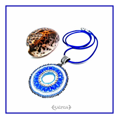 Pièce unique - collier pendentif "le talisman bleu" cordon ou chaine acier inoxydable au choix (#c54)