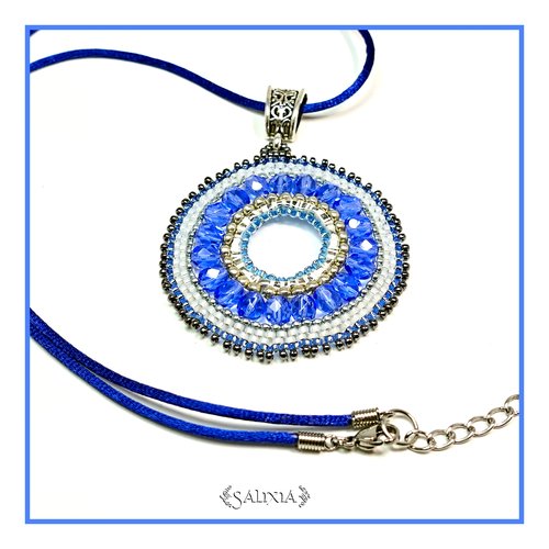 Pièce unique - collier pendentif "le talisman bleu" cordon ou chaine acier inoxydable au choix (#c54)