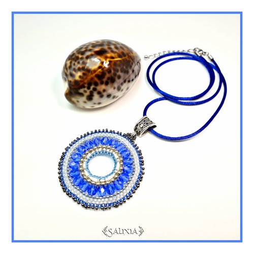 Pièce unique - collier pendentif "le talisman bleu" cordon ou chaine acier inoxydable au choix (#c54)