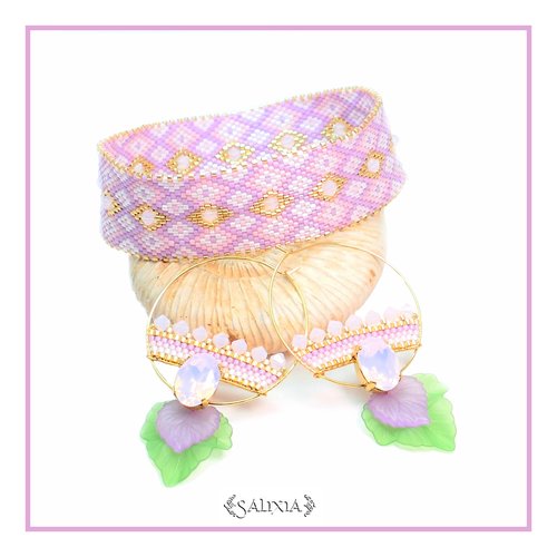 Pièce unique - boucles d'oreilles "ludmilla" cabochons en cristal créoles acier inoxydable doré (#bo258 p78)