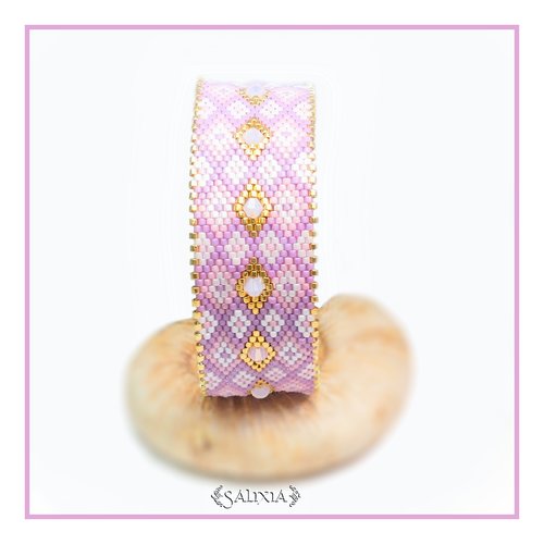 Bracelet "ludmilla" tissé à l'aiguille cristal et perles japonaises (#bc61 p78)