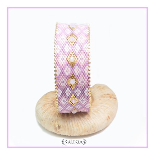 Bracelet "ludmilla" tissé à l'aiguille avec du cristal et des perles en verre japonaises (#bc61 p78)