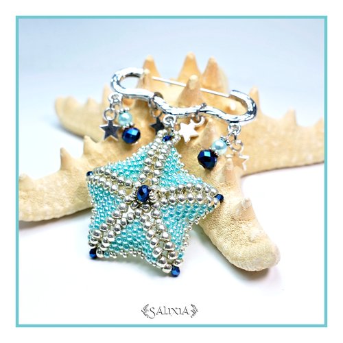 Broche étoile de mer tissée à l'aiguille perles japonaises (#br2)