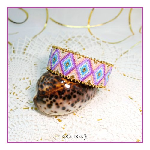 Bracelet "sasha" tissé à l'aiguille avec des perles en verre japonaises (#bc62 p79)