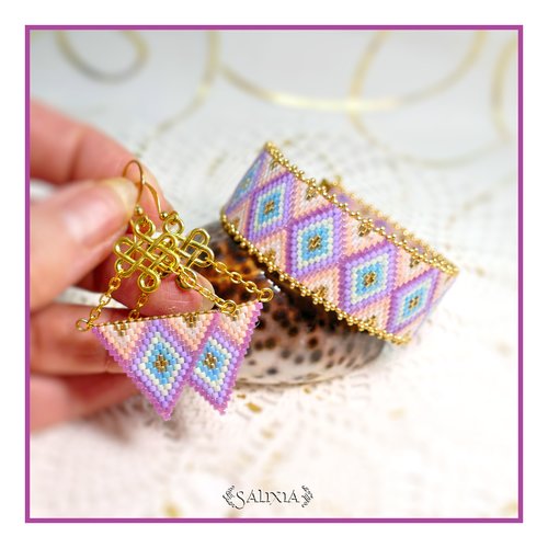 Boucles d'oreilles tissées "sasha" crochets acier inoxydable doré (#bo263 p79)