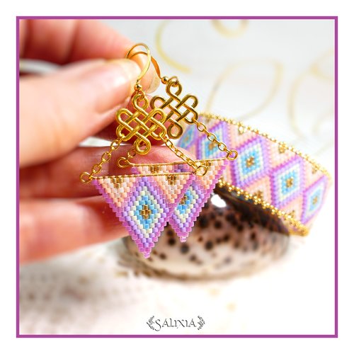 Boucles d'oreilles tissées "sasha" crochets acier inoxydable doré (#bo263 p79)