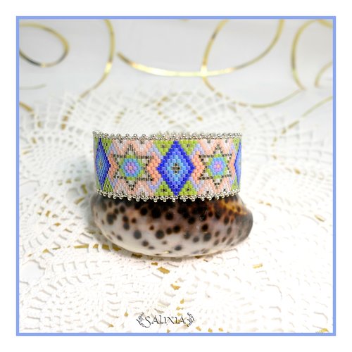 Bracelet "stella" tissé à l'aiguille avec des perles en verre japonaises (#bc63 p80)