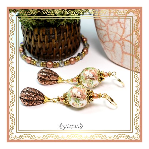 Boucles d'oreilles pivoines "livia", perles japonaises tensha dormeuses ou crochets en option (#bo265 p81)