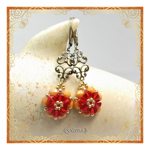 Boucles d'oreilles collection "fleurs de cristal" laiton style victorien très haute qualité crochets en option (#bo275)