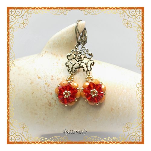 Boucles d'oreilles collection "fleurs de cristal" laiton style victorien très haute qualité crochets en option (#bo275)
