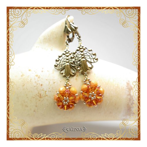 Boucles d'oreilles collection "fleurs de cristal" laiton art déco très haute qualité crochets en option (#bo276)