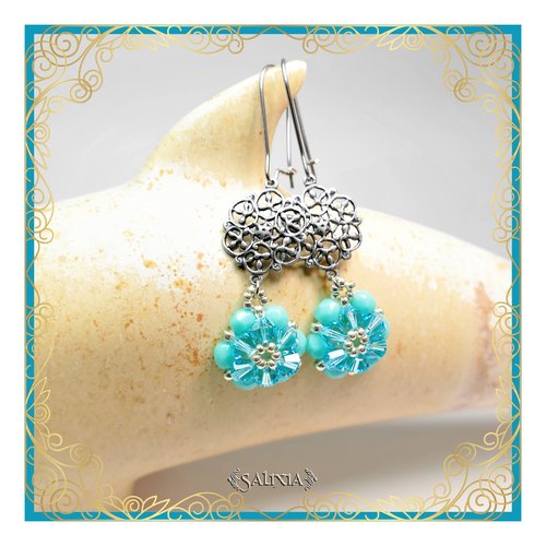 Boucles d'oreilles collection "fleurs de cristal" laiton style victorien très haute qualité crochets en option (#bo279)