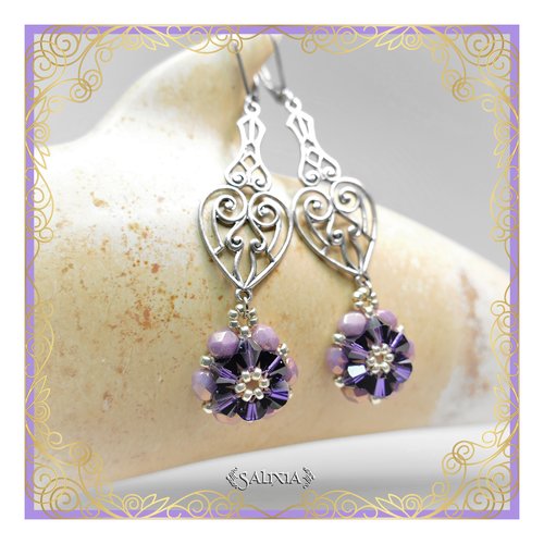 Boucles d'oreilles collection "fleurs de cristal" laiton art déco très haute qualité crochets en option (#bo280)
