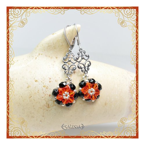 Boucles d'oreilles collection "fleurs de cristal" laiton style victorien très haute qualité crochets en option (#bo281)
