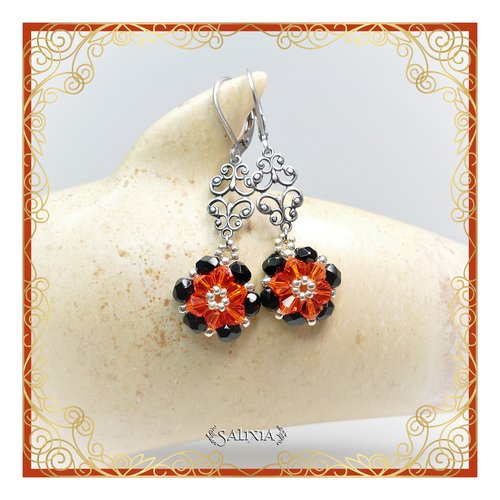 Boucles d'oreilles collection "fleurs de cristal" laiton style victorien très haute qualité crochets en option (#bo281)