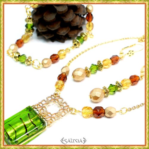 Collier  "clara" perle artisanale chaine fine en acier inoxydable doré en sautoir ou chaine avec mousqueton au choix (#c58 p82)