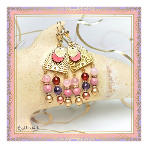 Boucles d'oreilles "lysandra" doré pierres fines dormeuses ou crochets au choix (#bo309 p85)