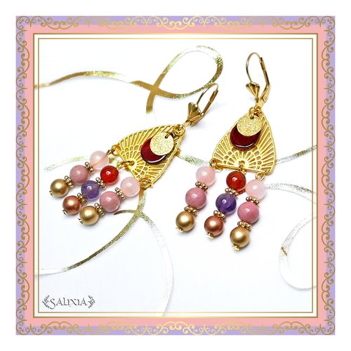 Boucles d'oreilles "lysandra" doré pierres fines dormeuses ou crochets au choix (#bo309 p85)