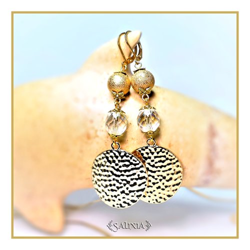 Boucles d'oreilles perles de bohème ab perles stardust dorées dormeuses ou crochets acier inoxydable doré au choix (#bo319.c)