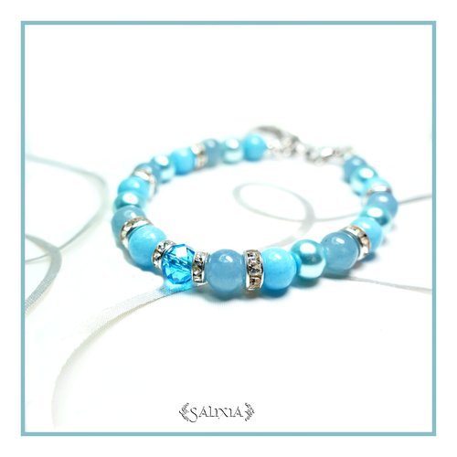 Bracelet "victoria" bleu quartz bleu cristal cristal turquoise acier inoxydable (#bc69 p99)