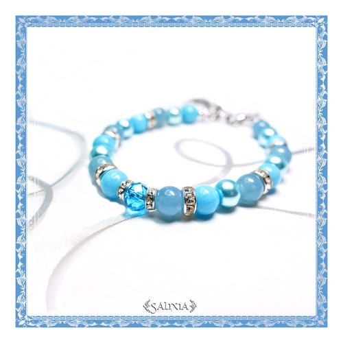 Bracelet "victoria" bleu quartz bleu cristal cristal turquoise acier inoxydable (#bc69 p99)